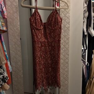 For Love And Lemons Red Lace Mini Dress